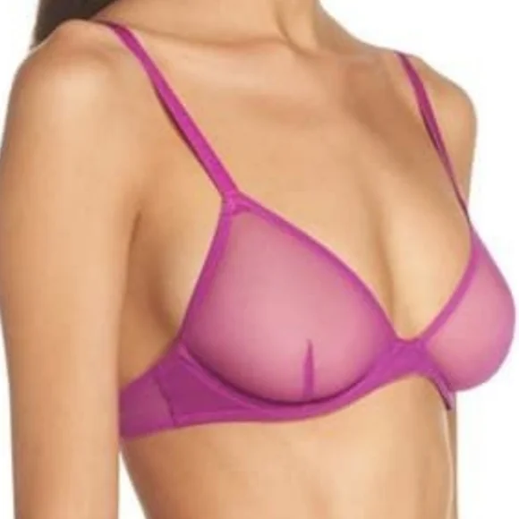 Free People Underwire Pink Mesh Triangle Cup Bra - Picture 2 of 5